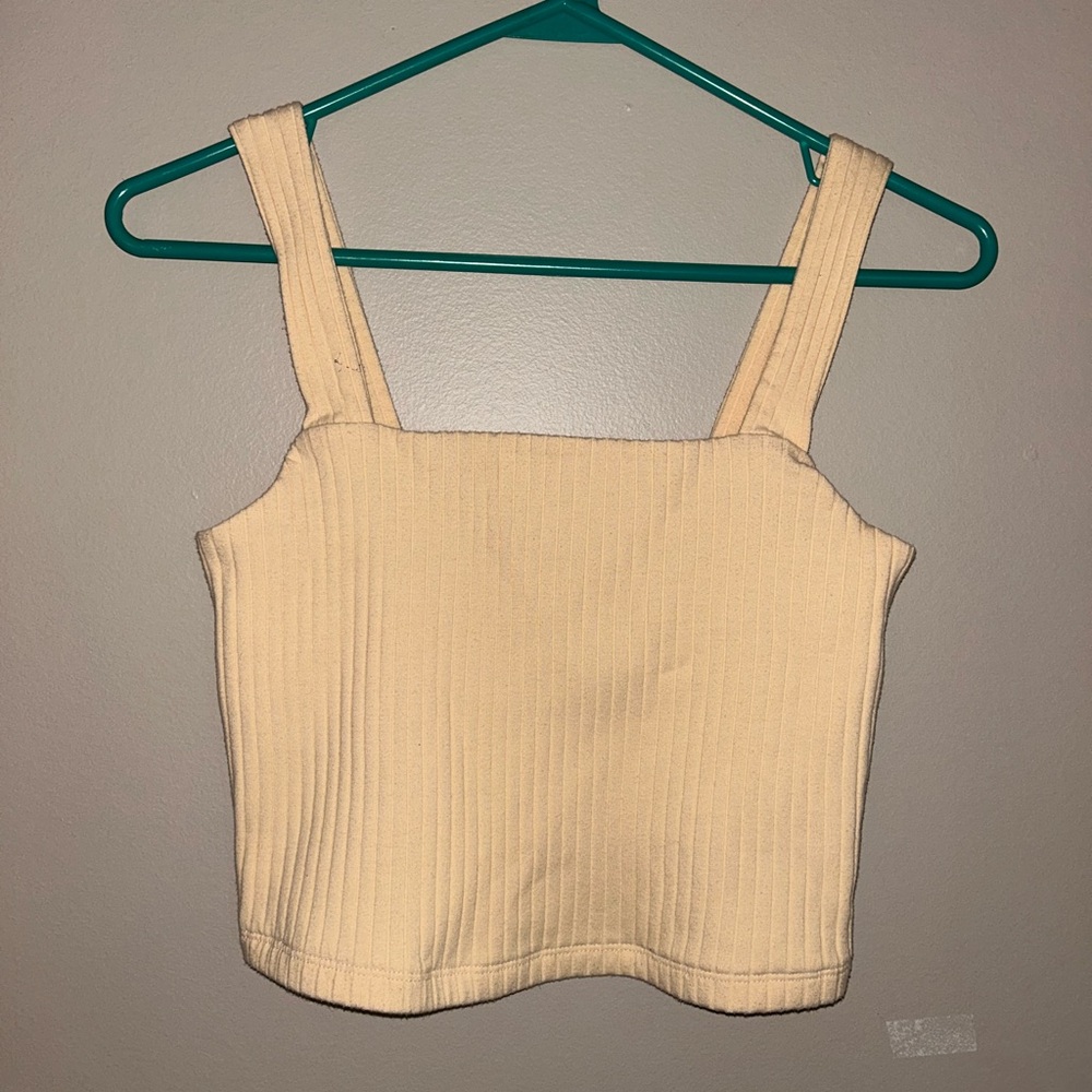 American Eagle Outfitters Beige Ribbed Tank Top